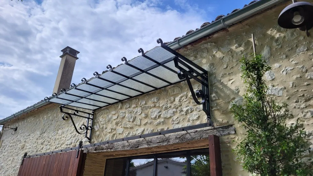 Marquise en Fer Forgé et Verre